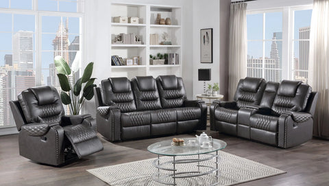 BLACK RECLINING SOFA/RECLINING LOVESEAT/GLIDER RECLINER