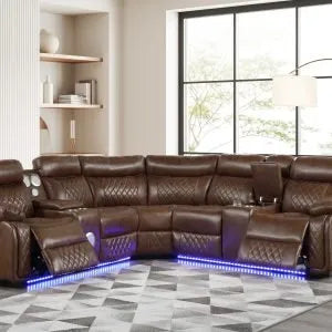 Brown Motion Sectional Sofa
