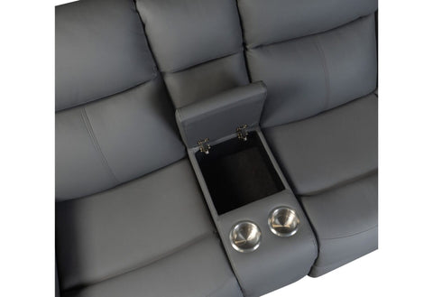 Arno Grey  Manual Reclining Loveseat Console Storage and Cupholder With LED
