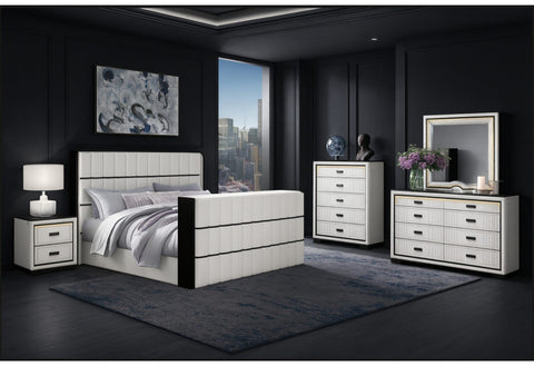 BELLA WHITE/BLACK QUEEN BED