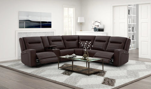 Leather power reclinning sectional