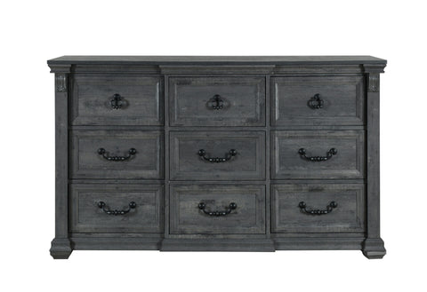 ATRUM GREY QUEEN BED, DRESSER, MIRROR AND NIGHTSTAND WITH STORAGE