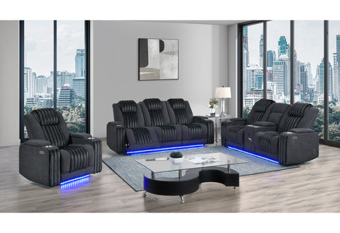Sectional recliner sofa with cup holders