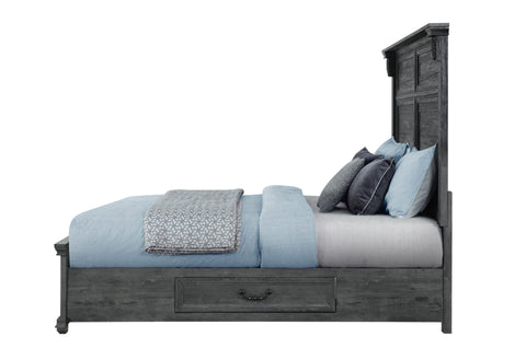 ATRUM GREY QUEEN BED, DRESSER, MIRROR AND NIGHTSTAND WITH STORAGE