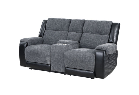GREY/BLACK RECLINING SOFA/CONSOLE RECLINING LOVESEAT/RECLINER