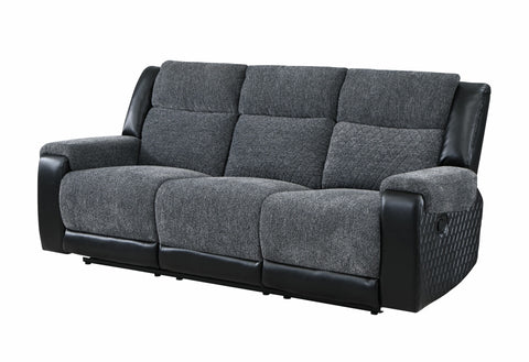 GREY/BLACK RECLINING SOFA/CONSOLE RECLINING LOVESEAT/RECLINER