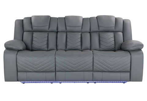 GREY 10 POWER RECLINING SOFA/POWER CONSOLE RECLINING LOVESEAT WITH LED