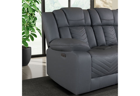 GREY 10 POWER RECLINING SOFA/POWER CONSOLE RECLINING LOVESEAT WITH LED