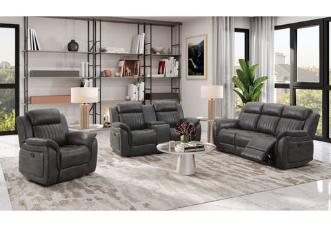 GREY RECLINING SOFA/RECLINING LOVESEAT/GLIDER RECLINER